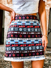 Load image into Gallery viewer, Heart &amp; Geo Print Raw Cut Skirt
