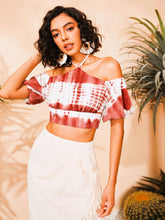 Load image into Gallery viewer, Monica Dye Halter Off Shoulder Lantern Sleeve Crop Blouse
