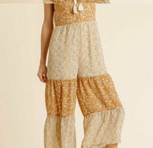 Load image into Gallery viewer, Maya Tangerine/Ivory Wide Leg Tiered Jumpsuit
