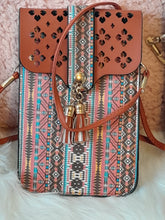 Load image into Gallery viewer, Boho Cork Tribal Print Cellphone Cross-Body Bag with Clear Window
