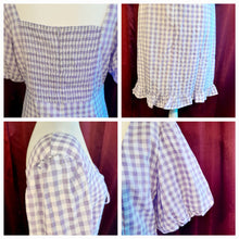 Load image into Gallery viewer, Brianna Casual Daily Violet Plaid Bowknot Puff Sleeves Mini Dress
