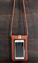 Load image into Gallery viewer, Boho Cork Tribal Print Cellphone Cross-Body Bag with Clear Window
