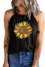 Load image into Gallery viewer, Dominique Plus Size Black Sunflower Sleeveless Tank Top
