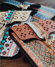 Load image into Gallery viewer, Boho Cork Tribal Print Cellphone Cross-Body Bag with Clear Window
