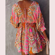 Load image into Gallery viewer, Daisy Plus Size Casual Deep V-Neck Paisley Printed Mini Dress
