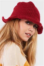 Load image into Gallery viewer, BURGUNDY WIDE BRIM WOVEN PANAMA HAT
