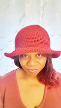 Load and play video in Gallery viewer, BURGUNDY WIDE BRIM WOVEN PANAMA HAT
