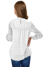 Load image into Gallery viewer, SWISS DOT V-NECK WHITE PEPLUM BLOUSE
